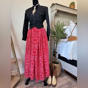Vintage maxi Red Bandana Print Skirt